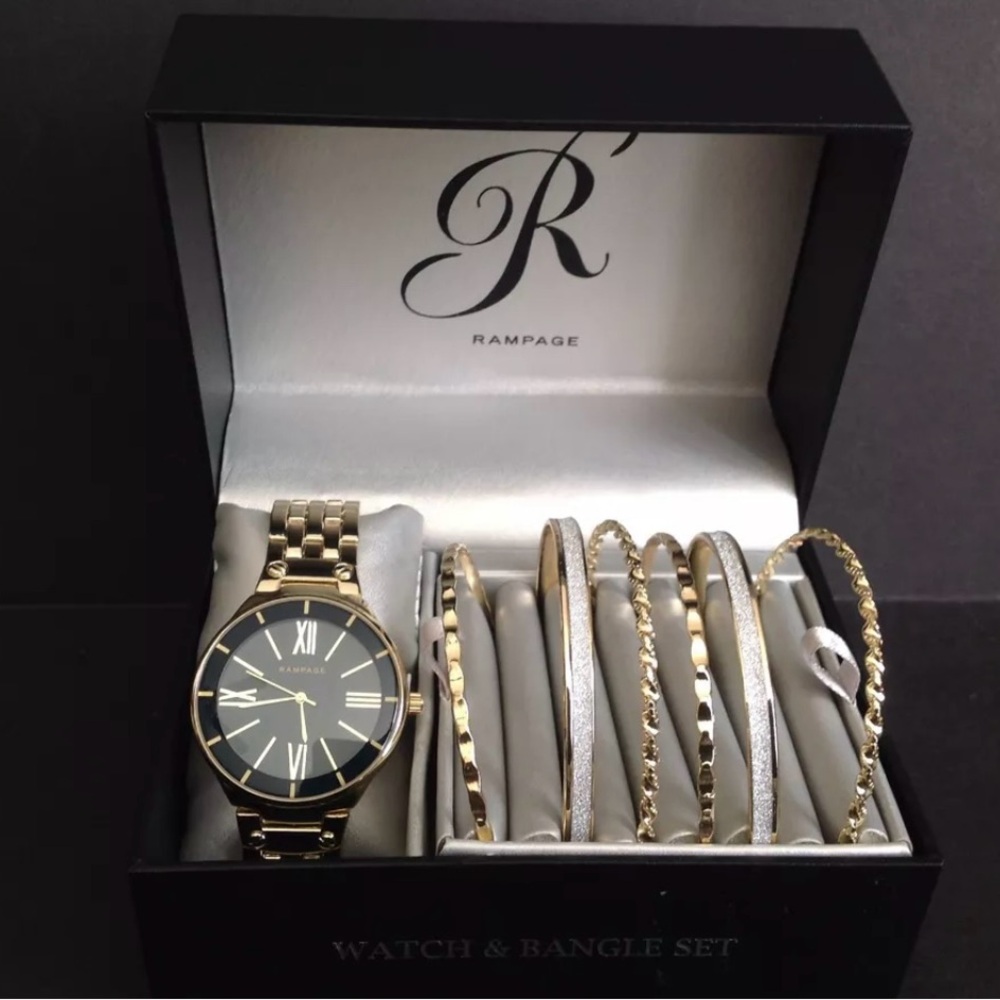 Rampage Gold and Silver Watch & Bangle Set